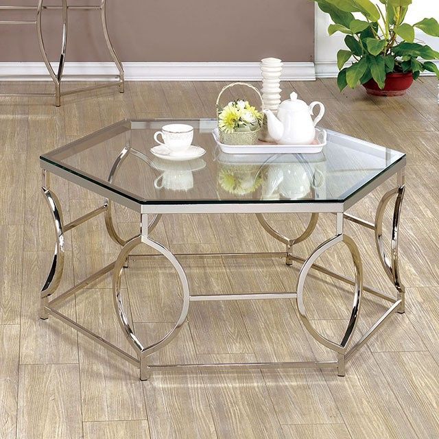 Zola Chrome Metal/tempered Glass Coffee Tablefurniture Throughout Geometric Glass Modern Coffee Tables (View 8 of 15)