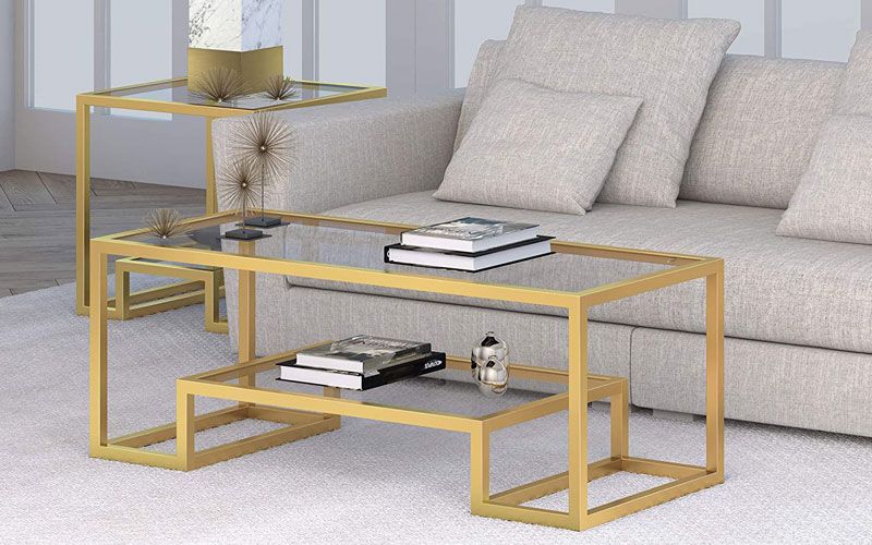 10 Best Gold And Glass Coffee Tables – Homeluf For Glass And Gold Rectangular Desks (View 1 of 15)