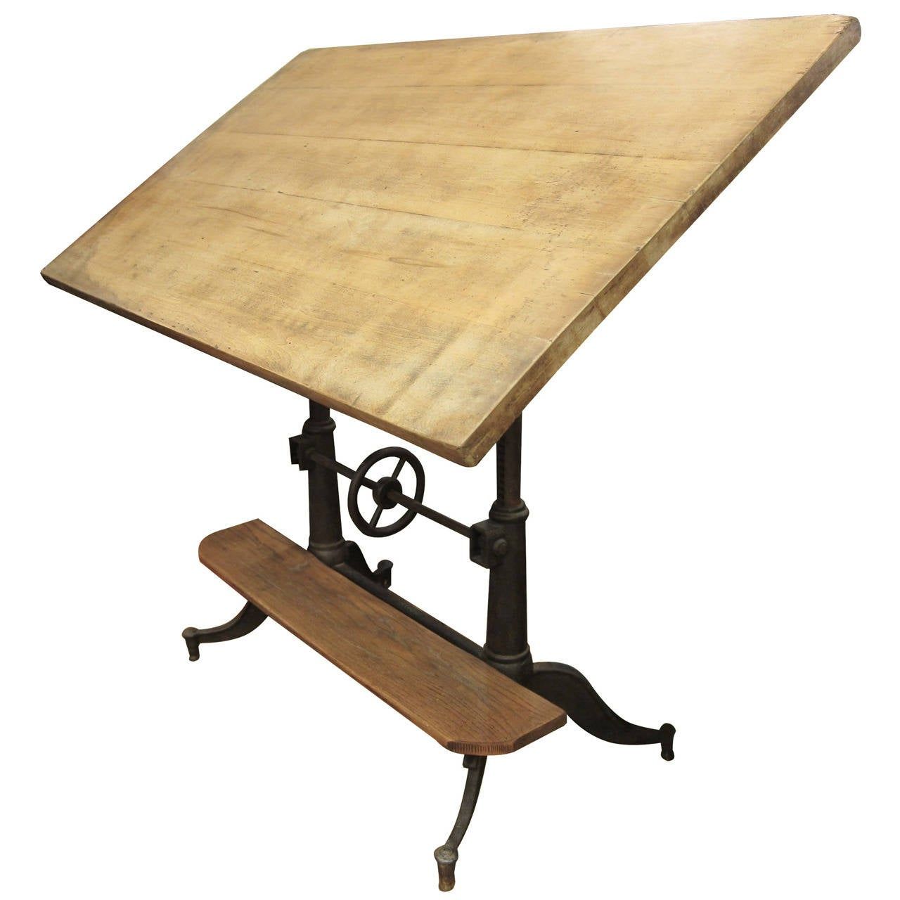 1890s Cast Iron Victorian Adjustable Tilting Drafting Table With Oak For Weathered Oak Tilt Top Drafting Tables (View 14 of 15)