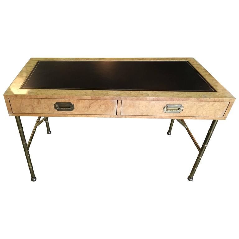 1960's Paduck Wood Campaign Desk With Brass Hardware And Leather Top At Inside Blue And White Wood Campaign Desks (View 1 of 15)