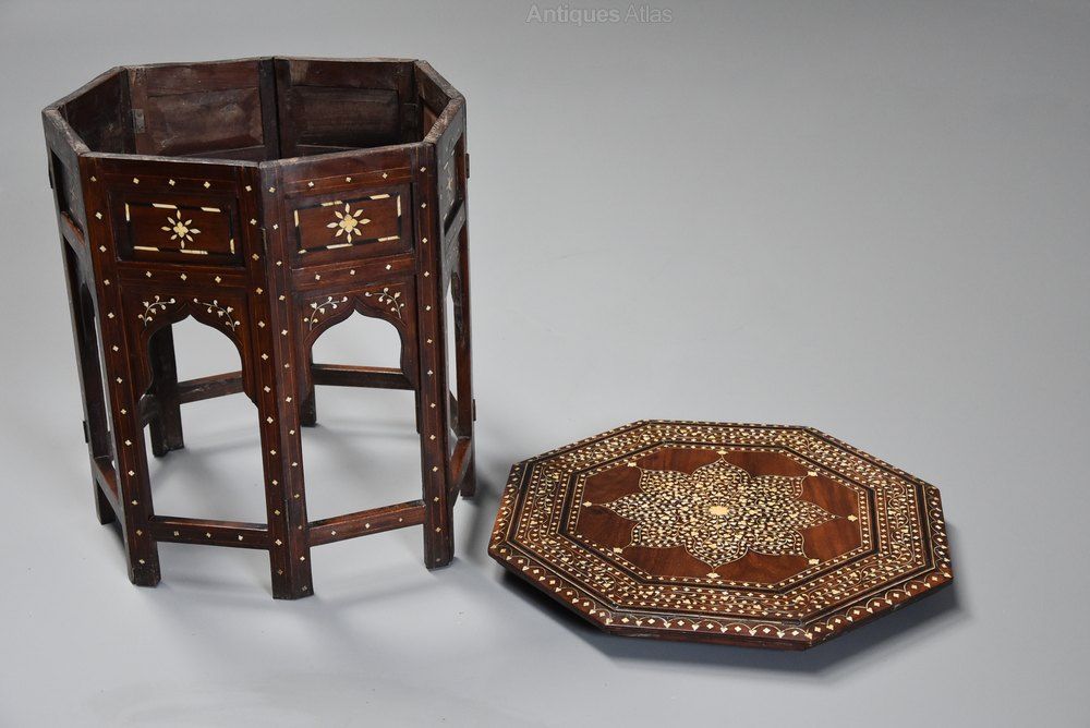 19thc Ivory Inlaid Hardwood Anglo Indian Table – Antiques Atlas For Antique Ivory Wood Desks (View 11 of 15)