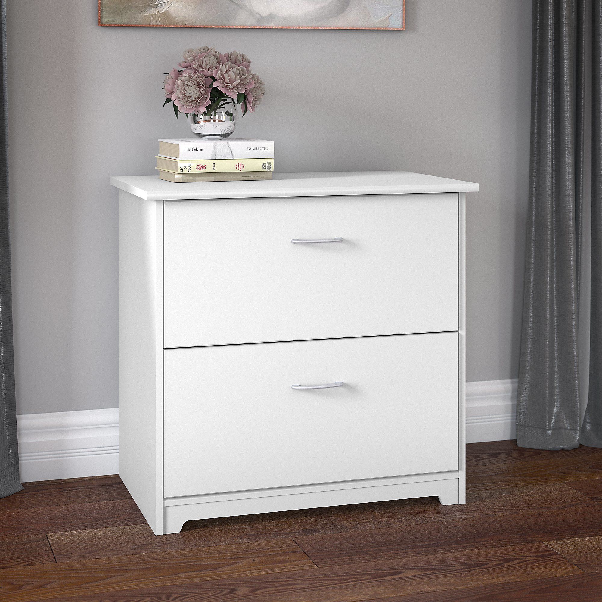 2 Drawer Lateral File Cabinet In White Regarding White Traditional Desks Hutch With Light (View 13 of 15)