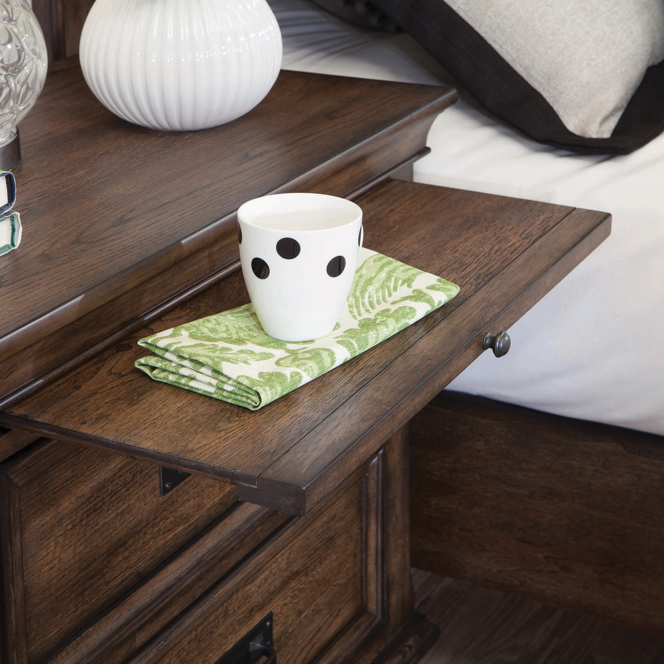 2 Drawer Nightstand With Pull Out Tray Burnished Oak – Coaster Fine Throughout Burnished Oak Desks (View 13 of 15)