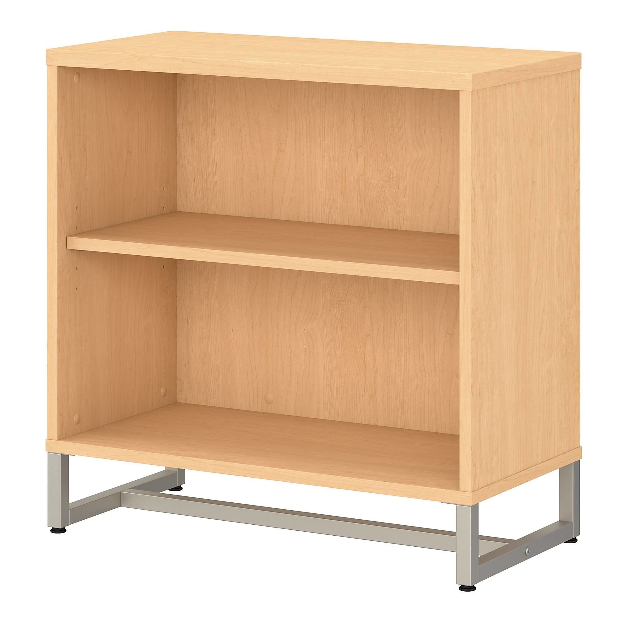 2 Shelf Bookcase Cabinet In Natural Maple Regarding Natural Wood And Black 2 Shelf Desks (View 7 of 15)