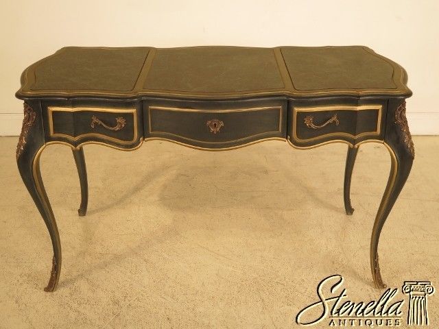 28793b: Drexel French Paint Decorated Bureau Plate Writing Desk | Decor Pertaining To Brown Faux Marble Writing Desks (View 15 of 15)