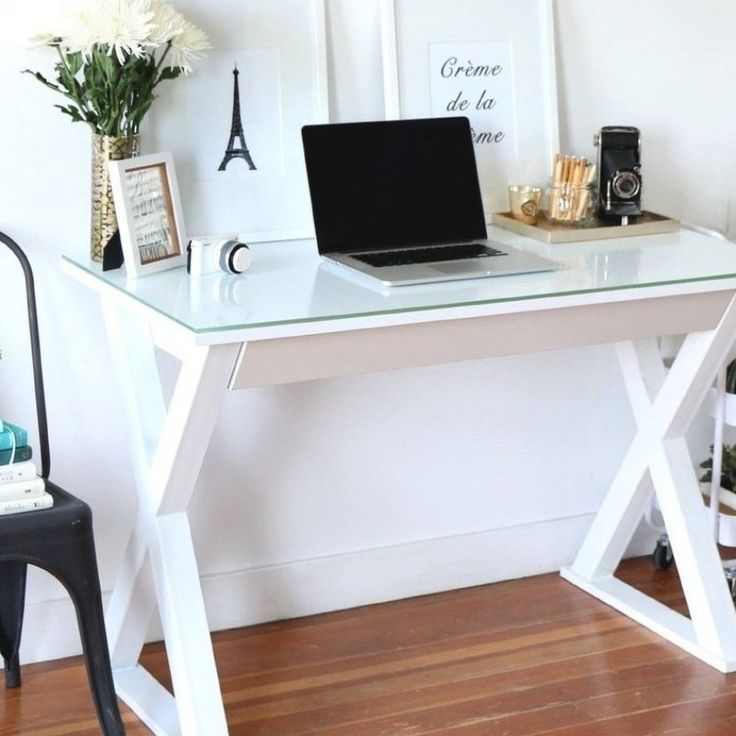 48 Inch White Glass Metal Computer Desk – Free Shipping Today With Regard To Glass White Wood And Walnut Metal Office Desks (View 11 of 15)