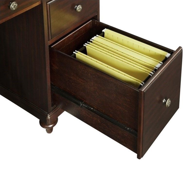 5 Drawer Wood Pedestal Desk In Espresso – 5542 18 Regarding Hickory Wood 5 Drawer Pedestal Desks (View 11 of 15)