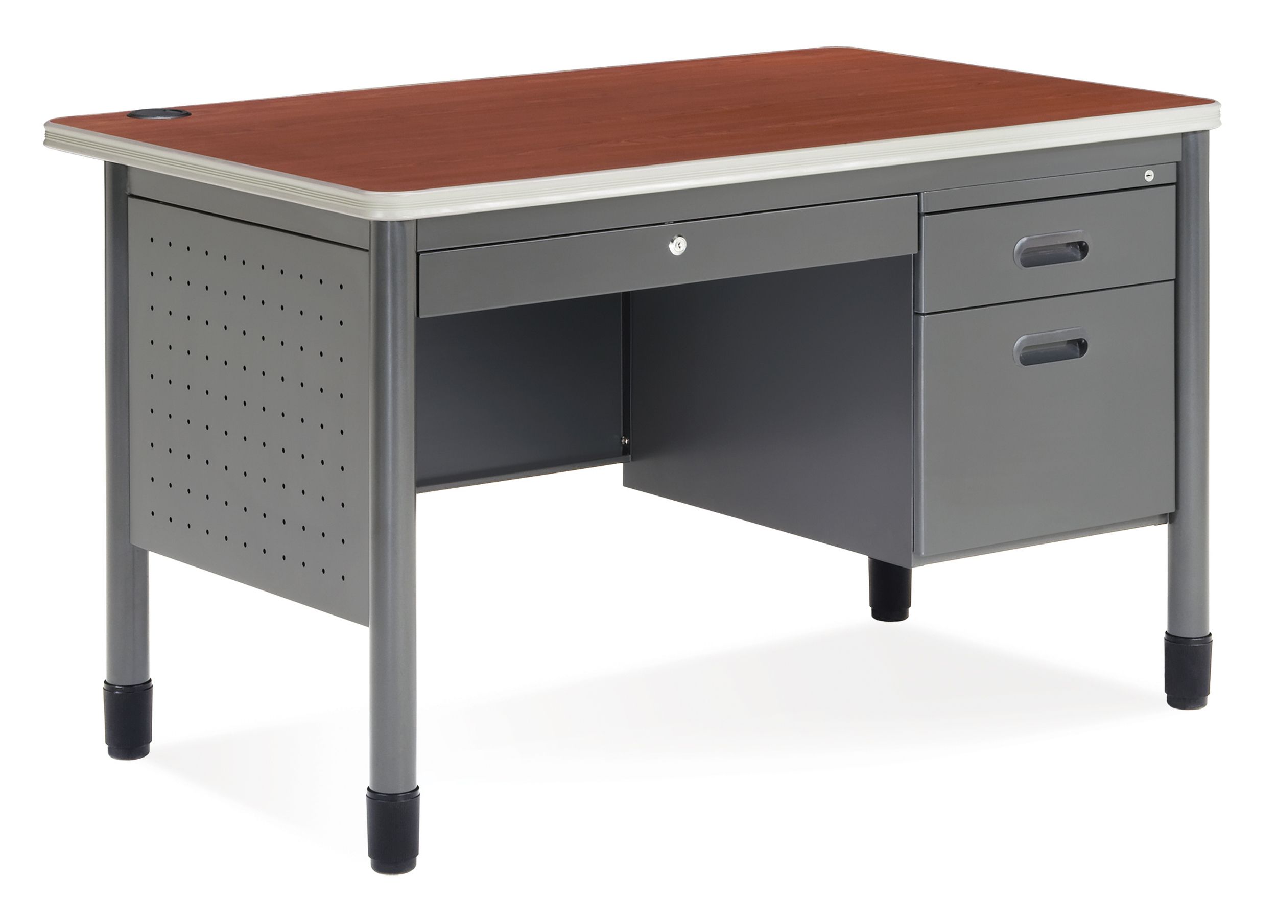 66348 Chy School Furniture 29.50 Inch X 47.25 Inch Mesa Series Gray With Gray Reversible Desks With Pedestal (Photo 2 of 15)