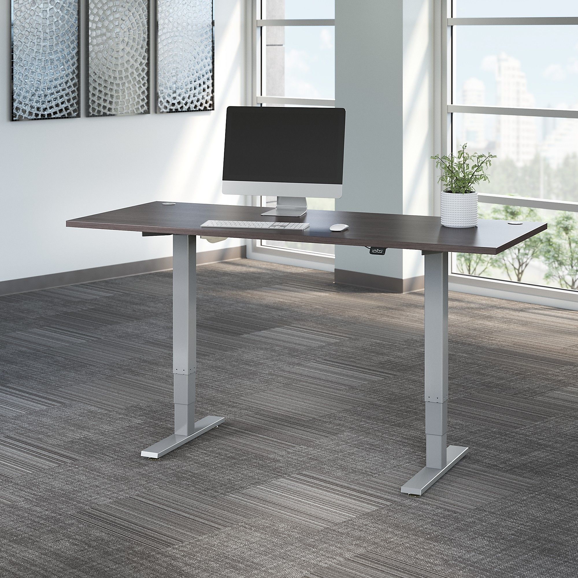 72w X 30d Electric Height Adjustable Standing Desk In Storm Gray Inside Walnut Adjustable Stand Up Desks (View 7 of 15)