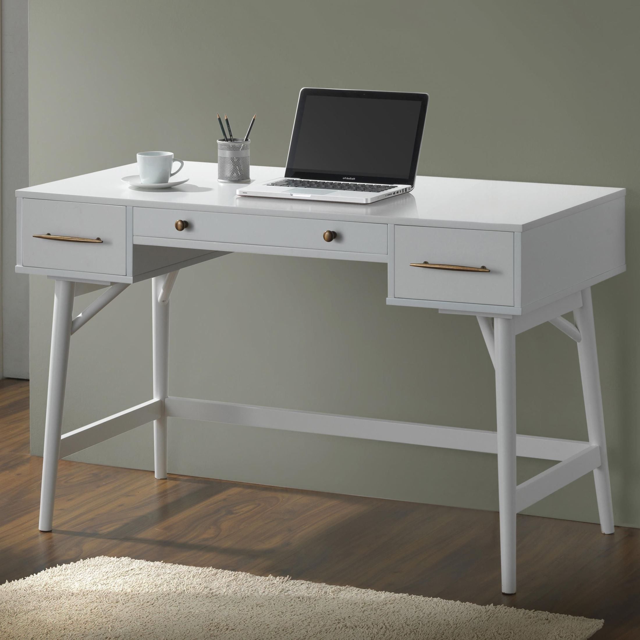 800745 White Writing Desk From Coaster (800745) | Coleman Furniture Throughout White Wood Modern Writing Desks (View 6 of 15)