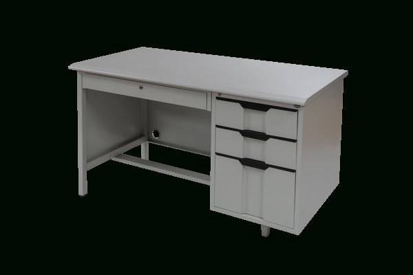 Ad 1200gy Image 1200 X 600 Metal Desk W/single Pedestal – Grey Throughout Gray Reversible Desks With Pedestal (Photo 1 of 15)