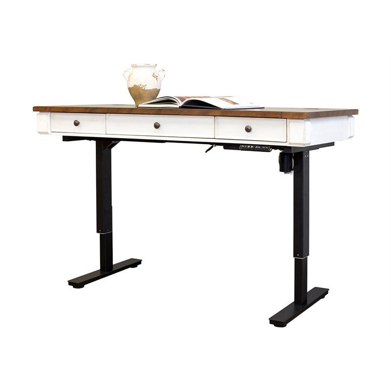 Adjustable Electric Sit/stand Desk Computer Desk Wood Writing Table In White Wood Adjustable Reading Tables (View 5 of 15)