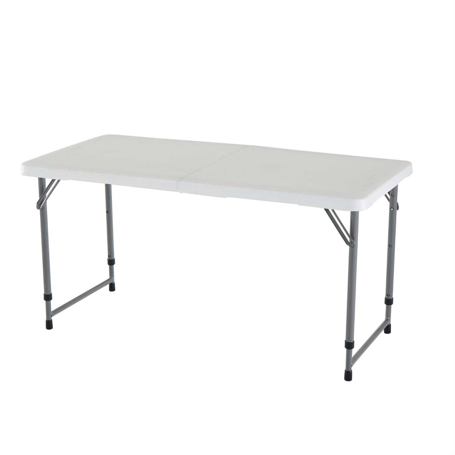 Adjustable Height White Hdpe Folding Table With Powder Coated Steel Frame Regarding White Wood Adjustable Reading Tables (View 11 of 15)