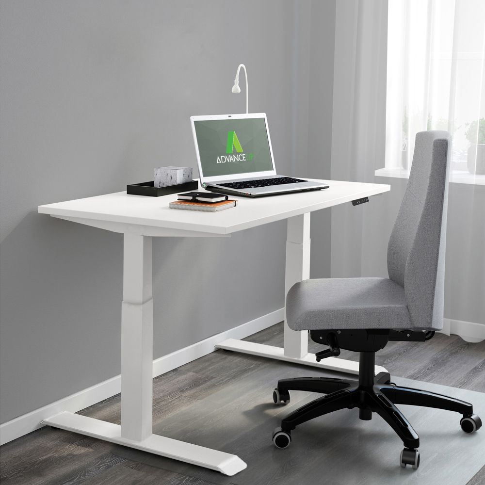 Advanceup Dual Motor Electric Stand Up Desk, White, Ergonomic Standing Throughout Walnut Adjustable Stand Up Desks (View 8 of 15)