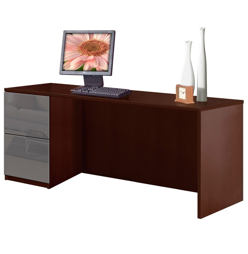 Alexis Credenza Desk With File Drawers – Left | Contempo Space For Office Desks With Filing Credenza (View 12 of 15)