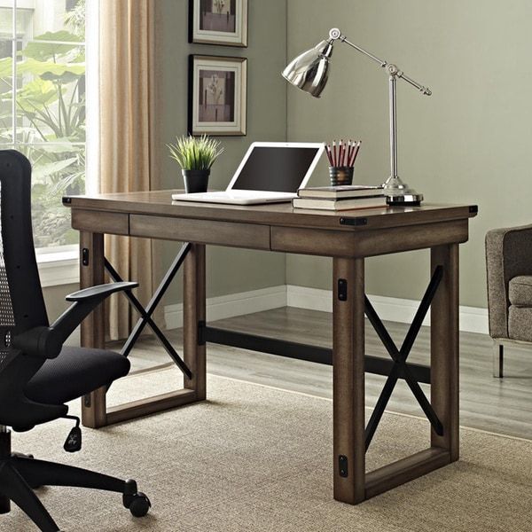 Altra Wildwood Metal Frame Rustic Desk – Overstock Shopping – Great Within Hwhite Wood And Metal Office Desks (View 3 of 15)