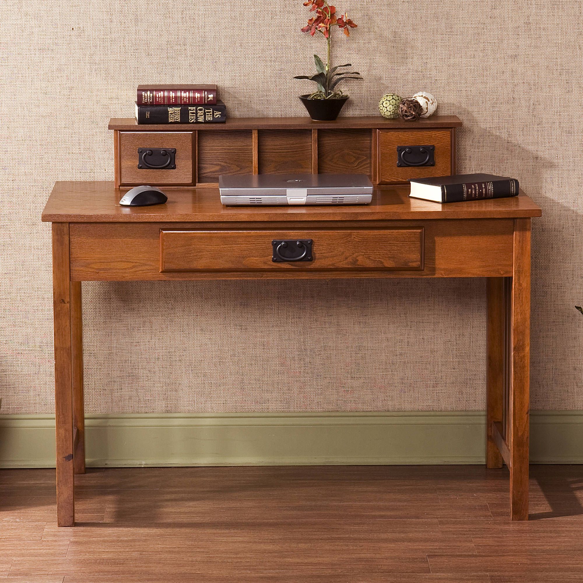 Amarillo Mission Style Writing Desk With Hutch, Oak – Walmart Intended For Sonoma Oak Writing Desks (View 2 of 15)