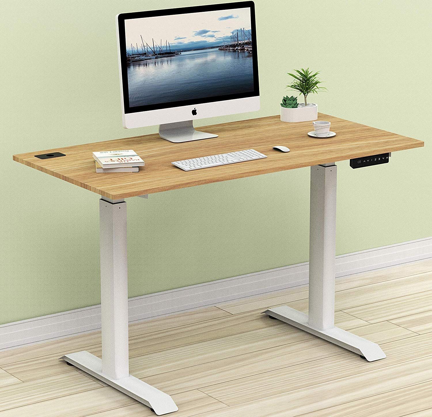 Amazon: Shw Electric Height Adjustable Computer Desk, 48 X 24 In White Adjustable Laptop Desks (View 1 of 15)
