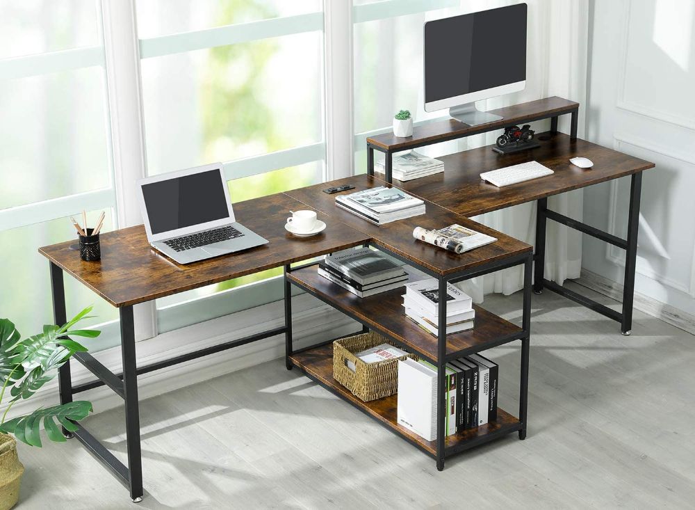 Amazonsmile: Sedeta 94.5 Inches Two Person Desk, Double Computer Desk Throughout Executive Desks With Dual Storage (Photo 9 of 15)
