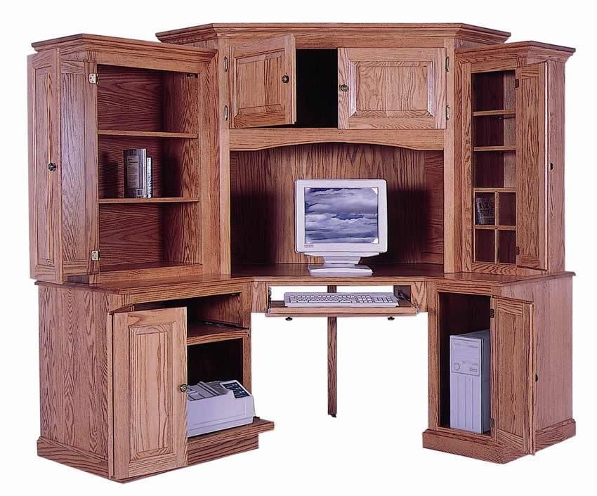 Amish 6 Piece Classic Computer Corner Desk Within Oak Corner Computer Desks (View 6 of 15)