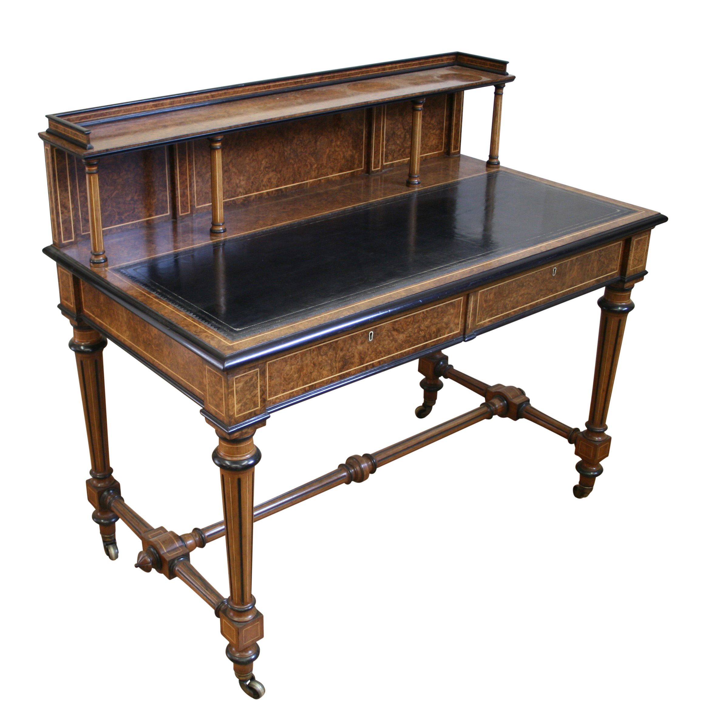 An Antique Victorian Burr Walnut Writing Desk  Williams Antiques Regarding Glass And Walnut Modern Writing Desks (View 9 of 15)