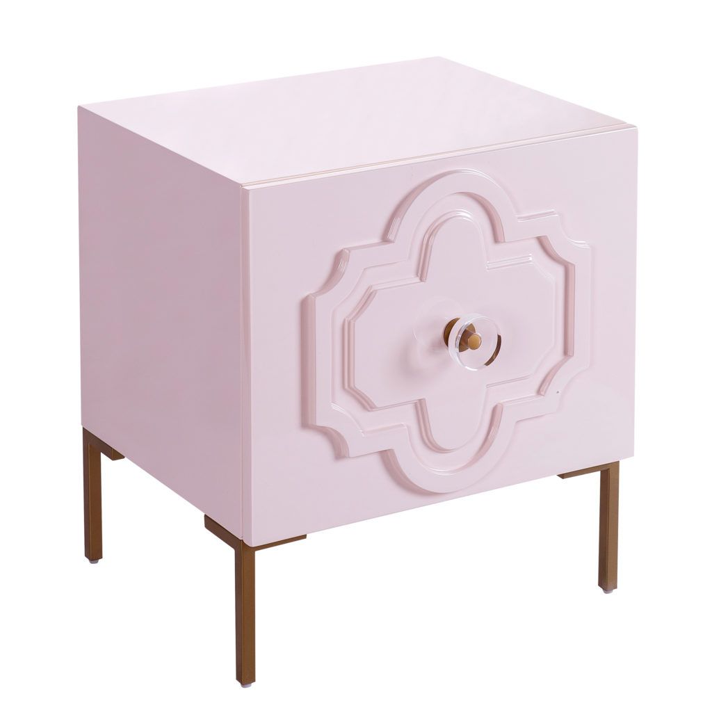 Anna Pink Lacquer Side Table – Tov Furniture Pertaining To Pink Lacquer 2 Drawer Desks (View 2 of 15)