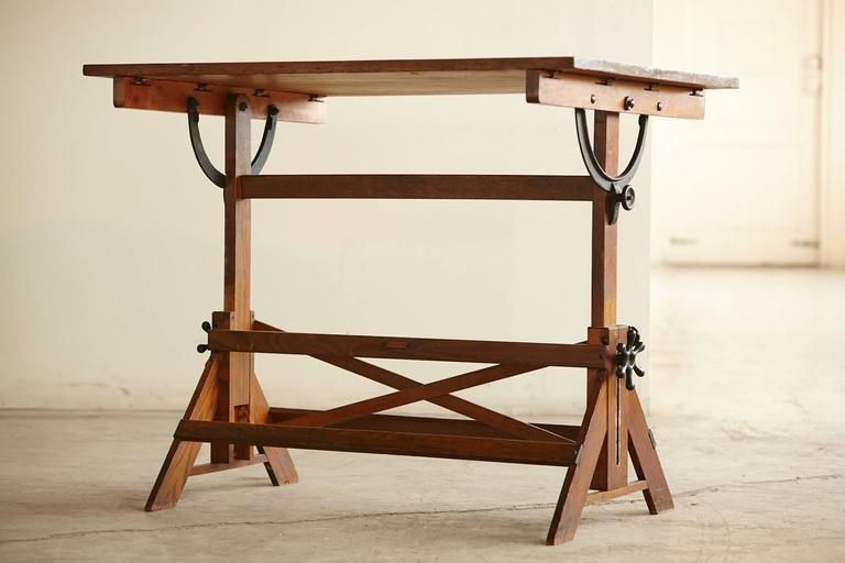 Antique Industrial American Oak Drafting Table At 1stdibs In Weathered Oak Tilt Top Drafting Tables (View 12 of 15)