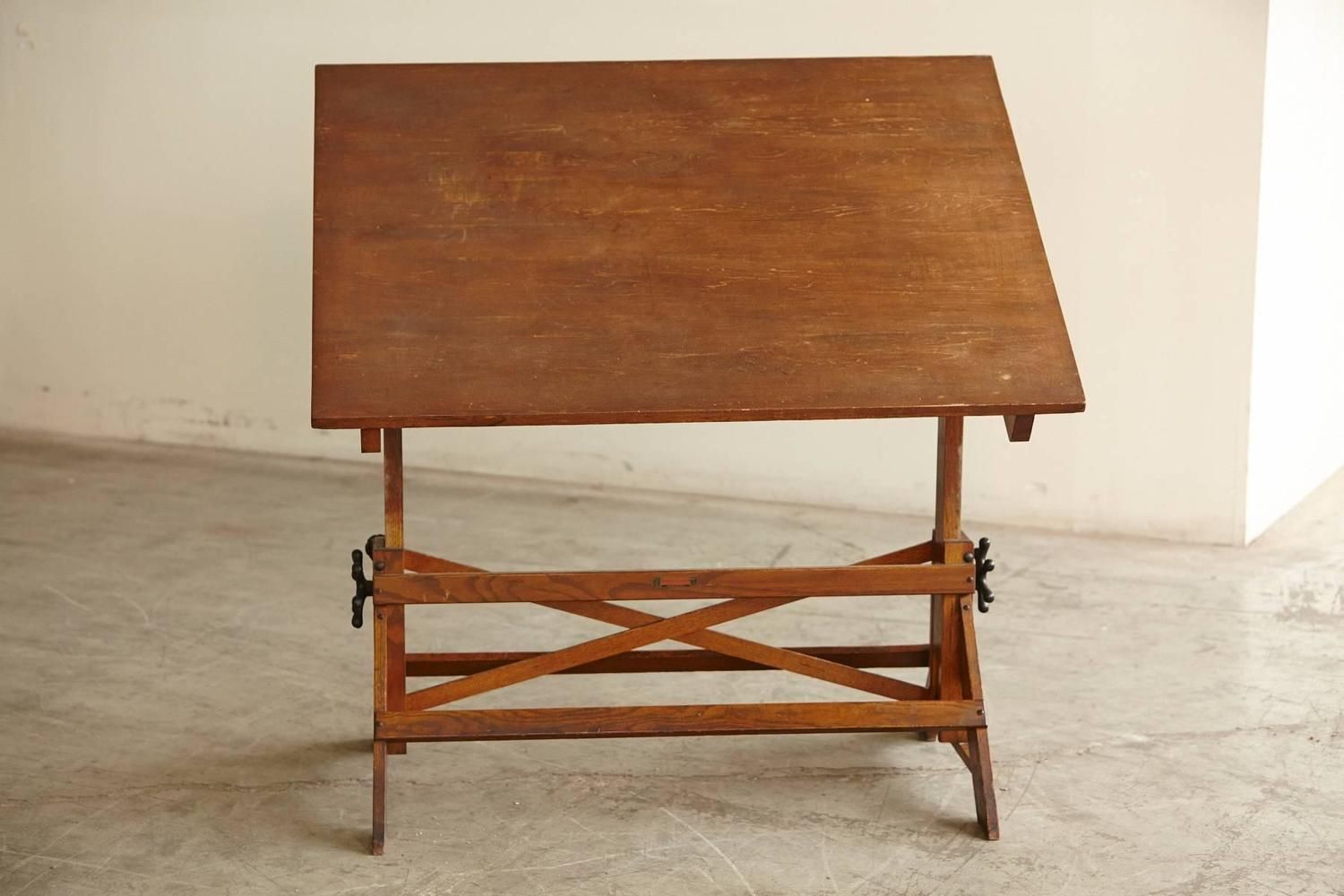 Antique Industrial American Oak Drafting Table At 1stdibs Pertaining To Weathered Oak Tilt Top Drafting Tables (View 5 of 15)