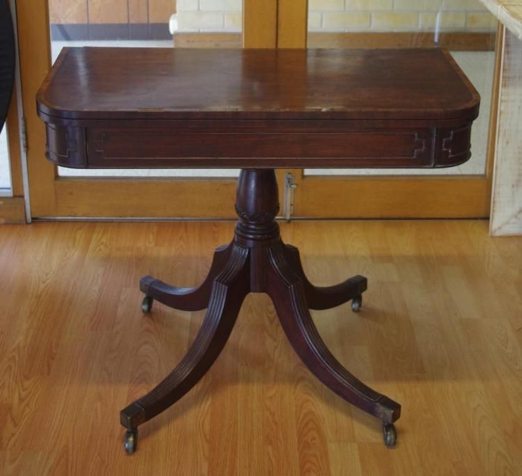 Antique Regency Style Card Table With Fold Over Swivel Top, With Regard To Antique Foldout Console Tables (View 7 of 15)