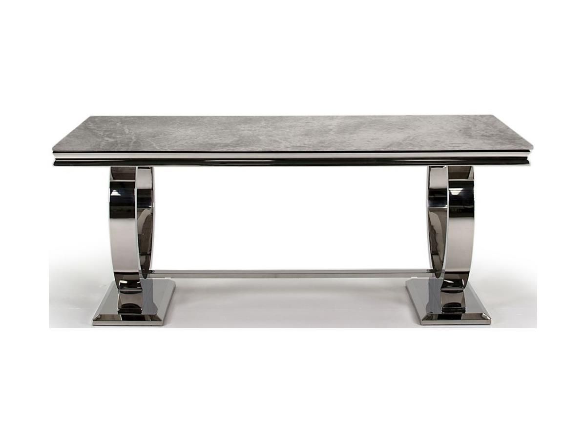 Arianna 180cm Grey Marble And Stainless Steel Chrome Dining Table Inside Stainless Steel And Gray Desks (Photo 10 of 15)