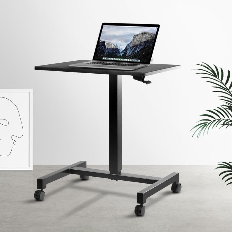 Artiss Mobile Gas Lift Sit Stand Laptop Desk Adjustable Computer Bar In Sit Stand Mobile Desks (View 1 of 15)