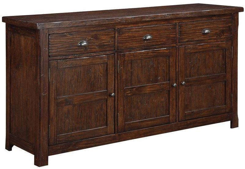Ashland Distressed Brown Buffet From Emerald Home | Coleman Furniture Regarding Distressed Brown Wood 2 Tier Desks (View 11 of 15)