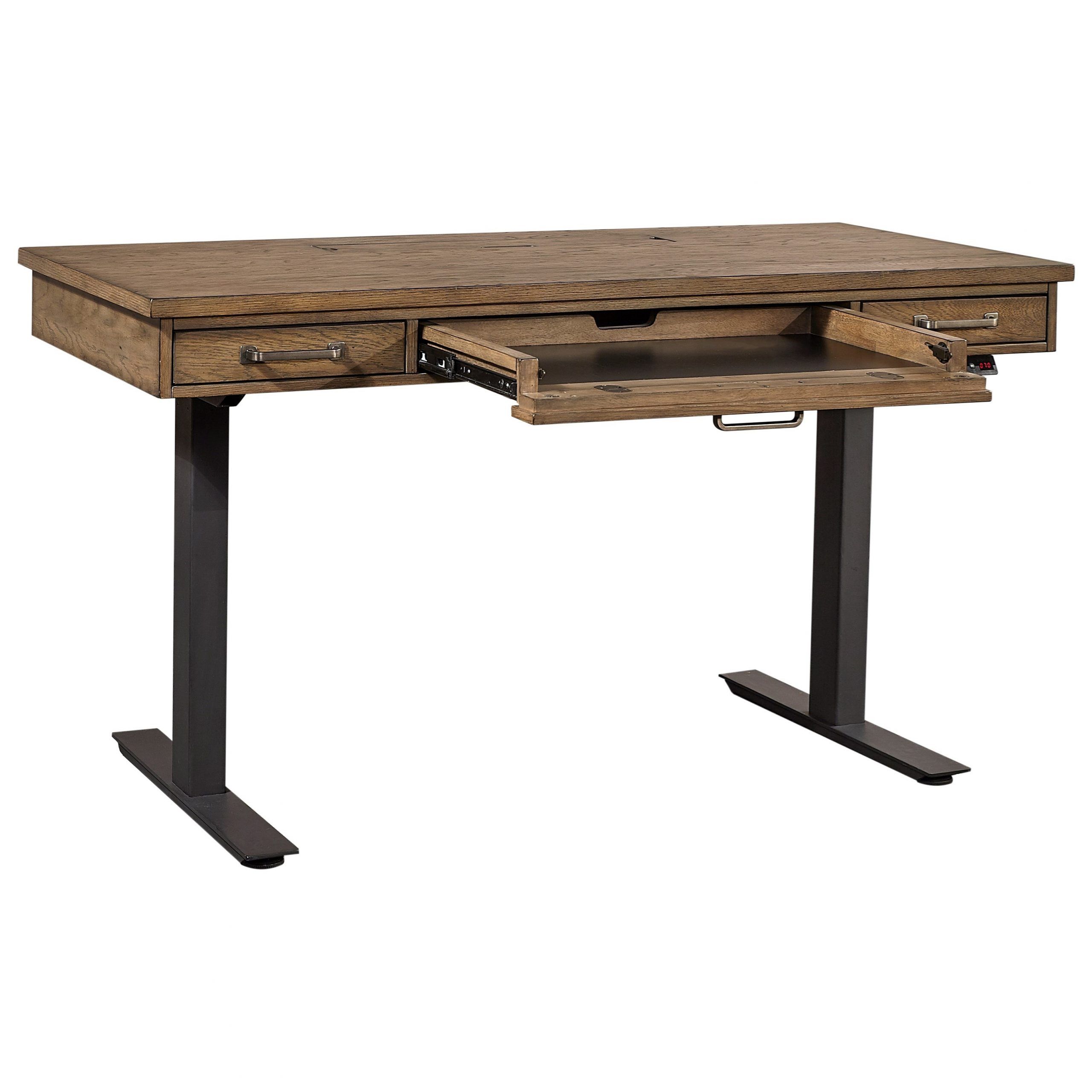 Aspenhome Terrace Point Casual Adjustable Desk With Outlets And Usb Regarding Acacia Wood Writing Desks With Usb Ports (View 5 of 15)