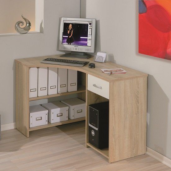 Banbridge Corner Computer Desk In Sonoma Oak With 1 Drawer | Furniture In Sonoma Oak Writing Desks (View 1 of 15)