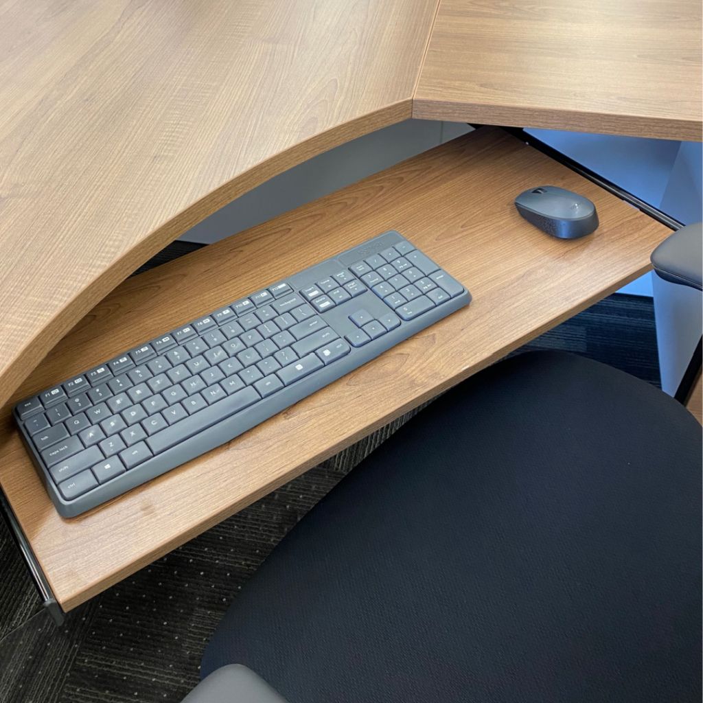 Belair Sliding Keyboard Tray – Atwork Office Furniture Canada Regarding Wood And Metal Keyboard Tray Computer Desks (View 1 of 15)