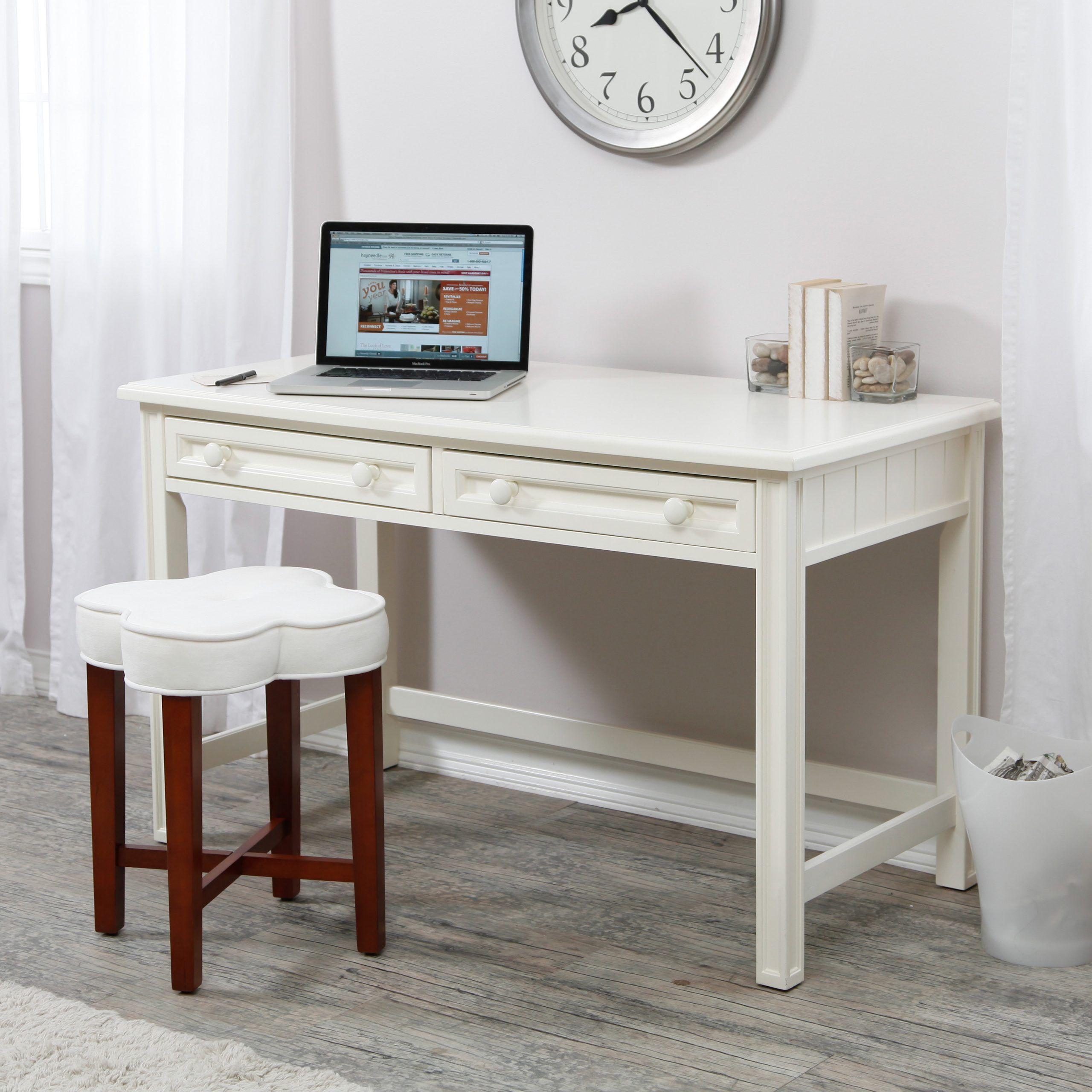 Belham Living Casey Writing Desk – White – Desks At Hayneedle With White Wood Modern Writing Desks (Photo 1 of 15)