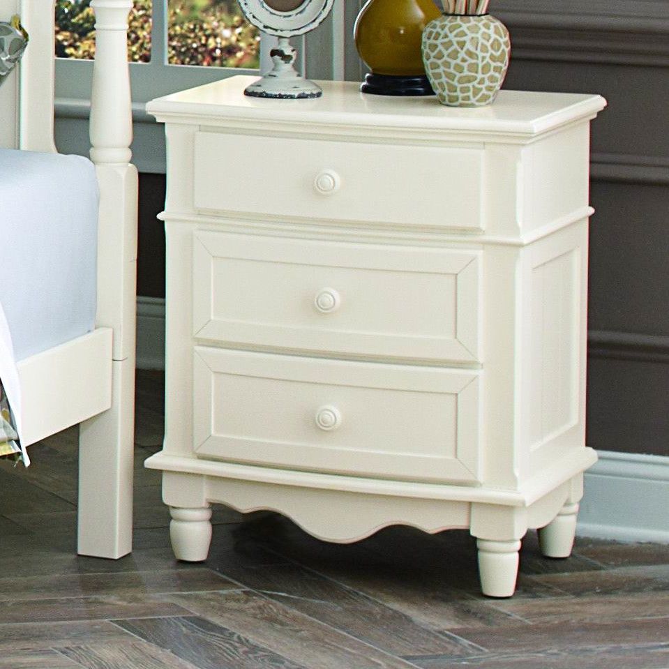 Bellana 3 – Drawer Solid Wood Nightstand In Off White | Furniture, 3 With Matte White 3 Drawer Wood Desks (View 4 of 15)