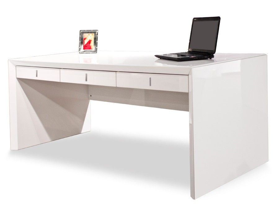 Bellini White Lacquer Desk Star Modern Furniture Regarding White Lacquer Stainless Steel Modern Desks (View 6 of 15)