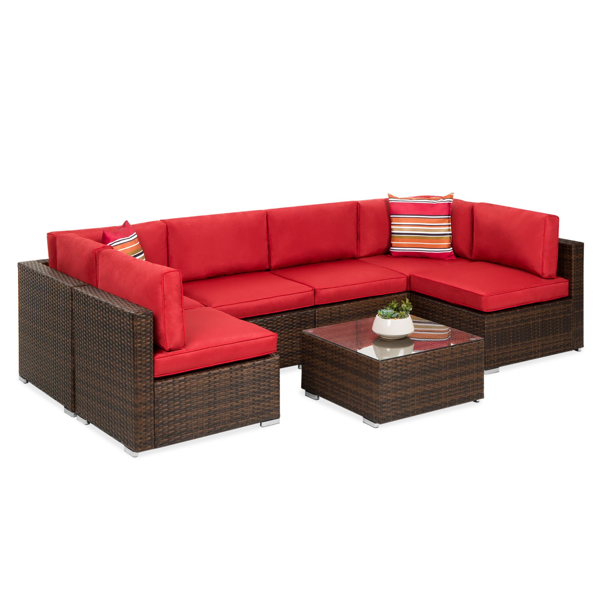 Best Choice Products 7 Piece Modular Outdoor Conversational Furniture Inside Rustic Brown Sectional Corner Desks (View 10 of 15)