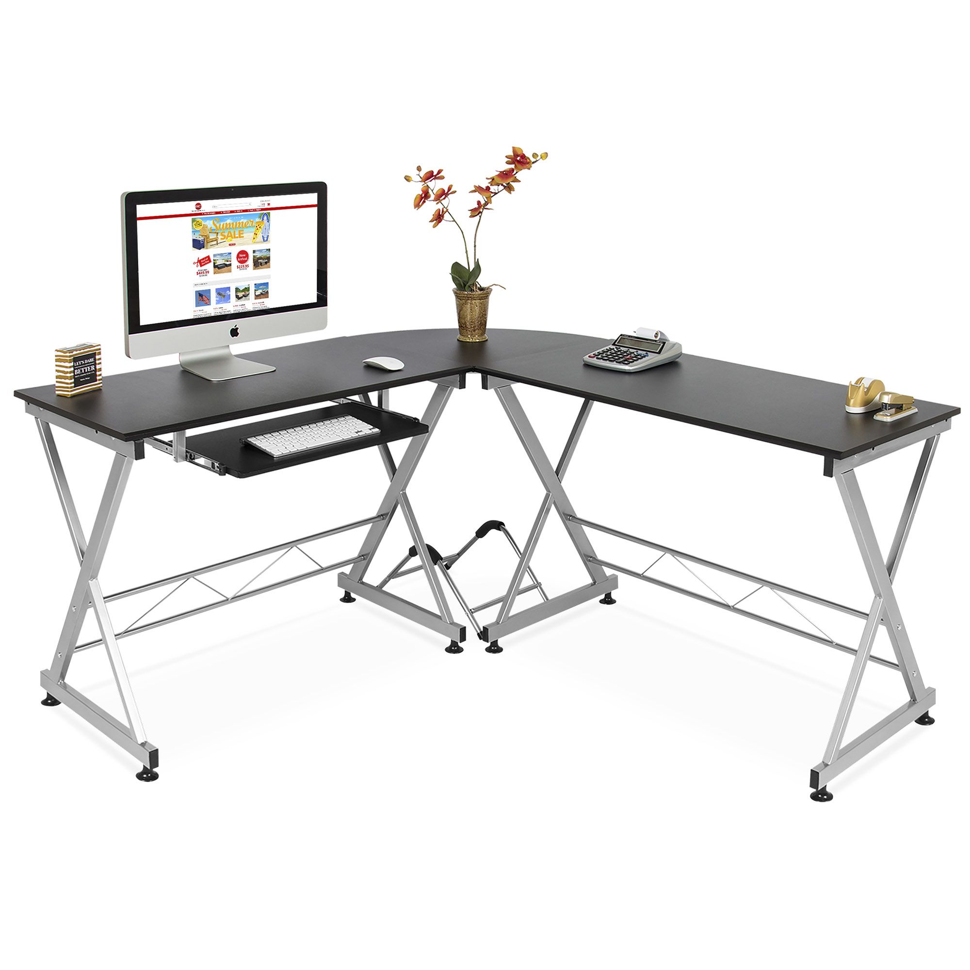 Best Choice Products Modular L Shape Desk Workstation For Home, Office Intended For Wood And Metal Keyboard Tray Computer Desks (View 5 of 15)