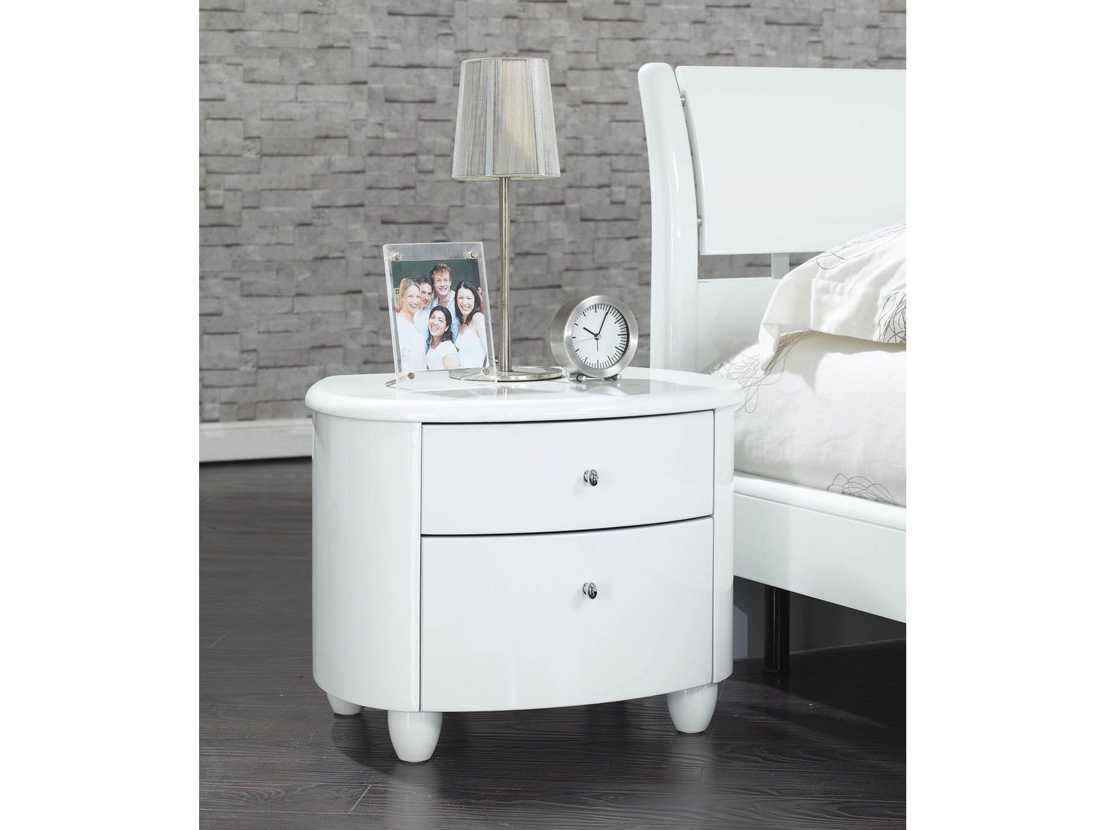 Birlea Aztec 2 Drawer Nightstand Bedside Cabinet – White Gloss Lacquer In White Lacquer 2 Drawer Desks (View 7 of 15)