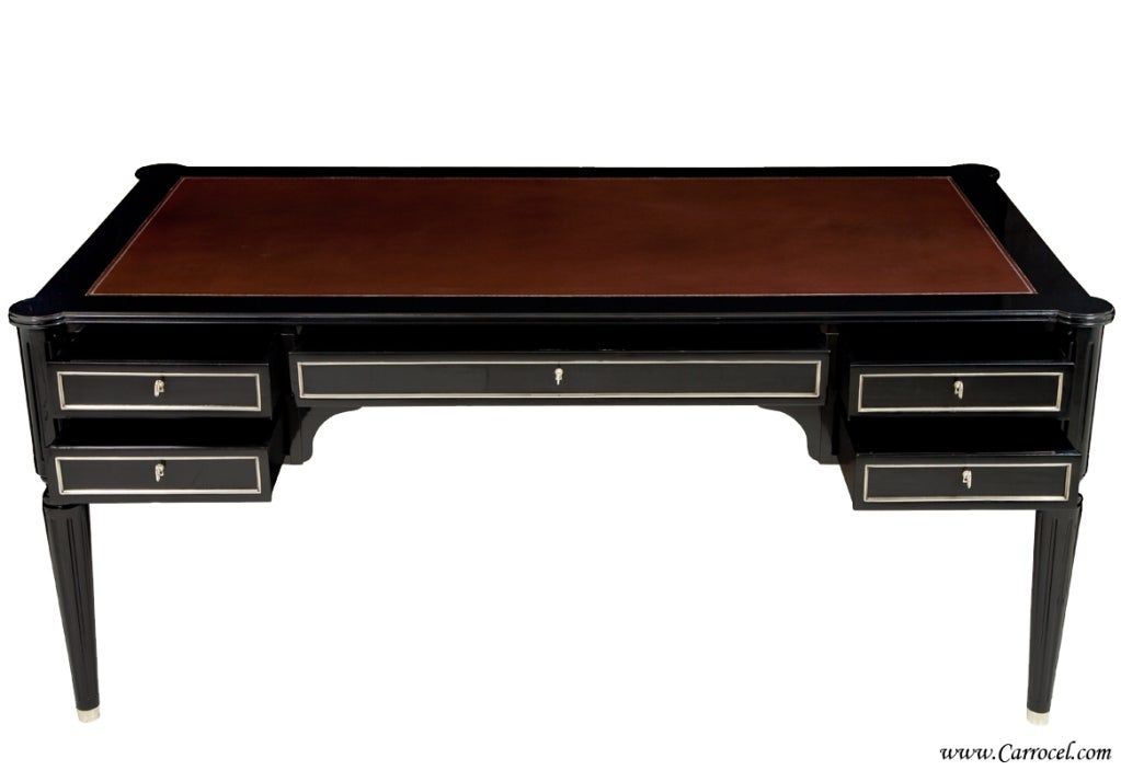 Black Lacquer Leather Top Writing Office Ralph Lauren Desk At 1stdibs Pertaining To Lacquer And Gold Writing Desks (View 8 of 15)