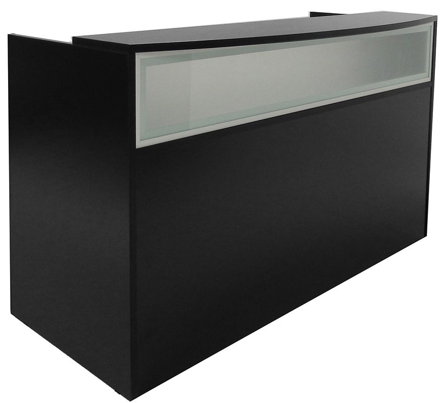 Black Reception Desk W/frosted Glass Panel Throughout Aluminum And Frosted Glass Desks (View 12 of 15)