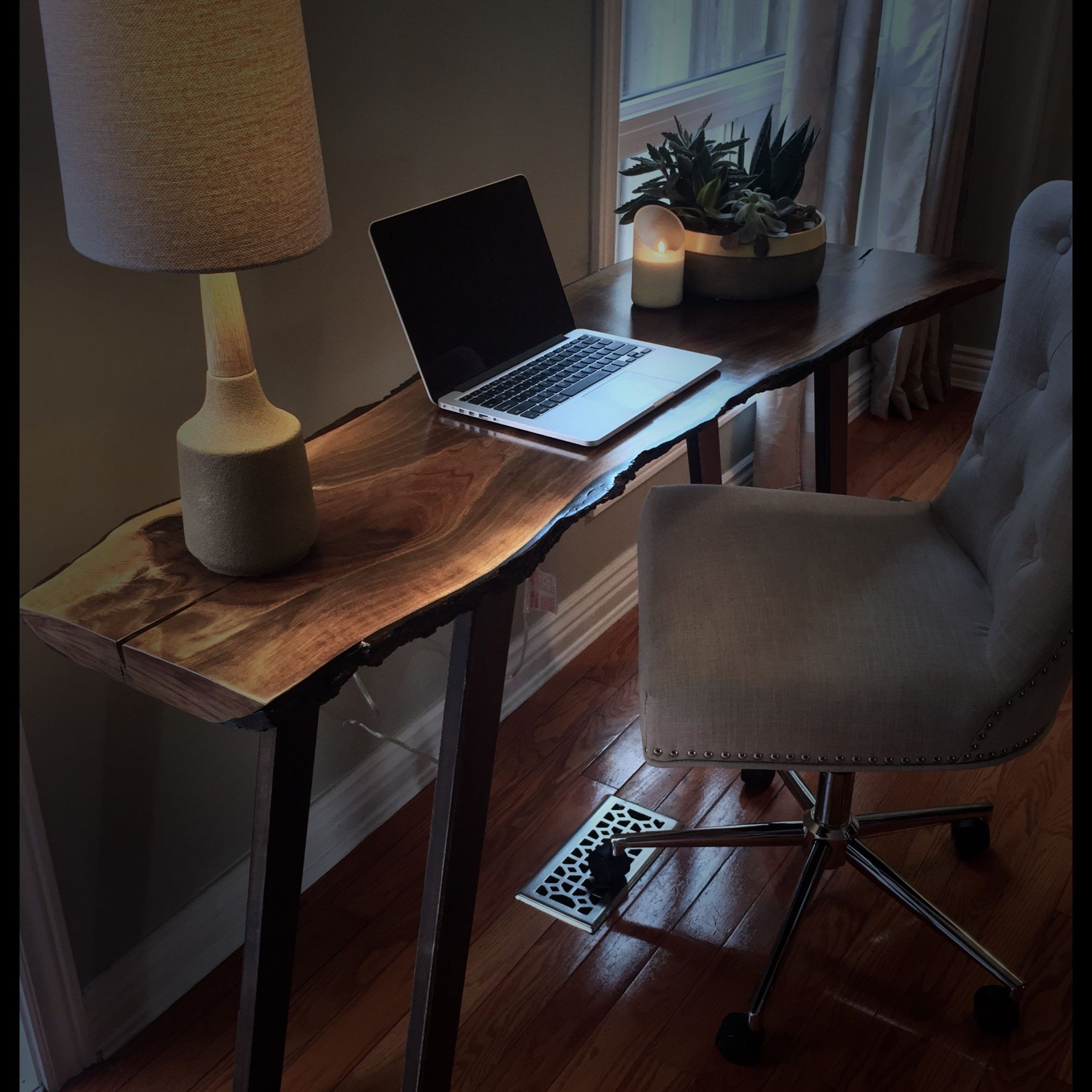 Black Walnut Live Edge Desk | Live Edge Desk, Desk In Living Room, Home For Farmhouse Black And Russet Wood Laptop Desks (View 15 of 15)