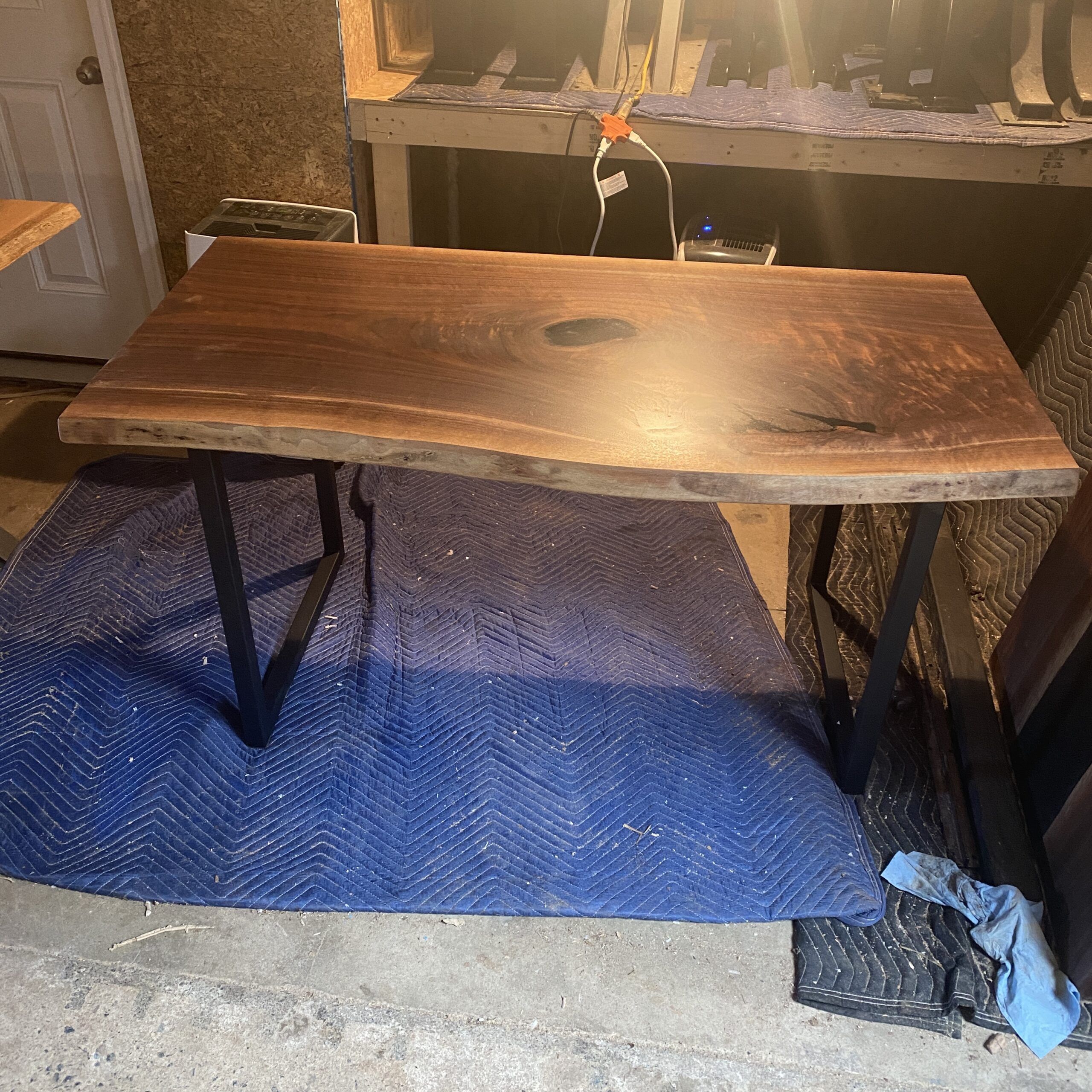 Black Walnut Live Edge Desk With Metal Legs – Lancaster Live Edge Inside Walnut Wood And Black Metal Office Desks (View 8 of 15)
