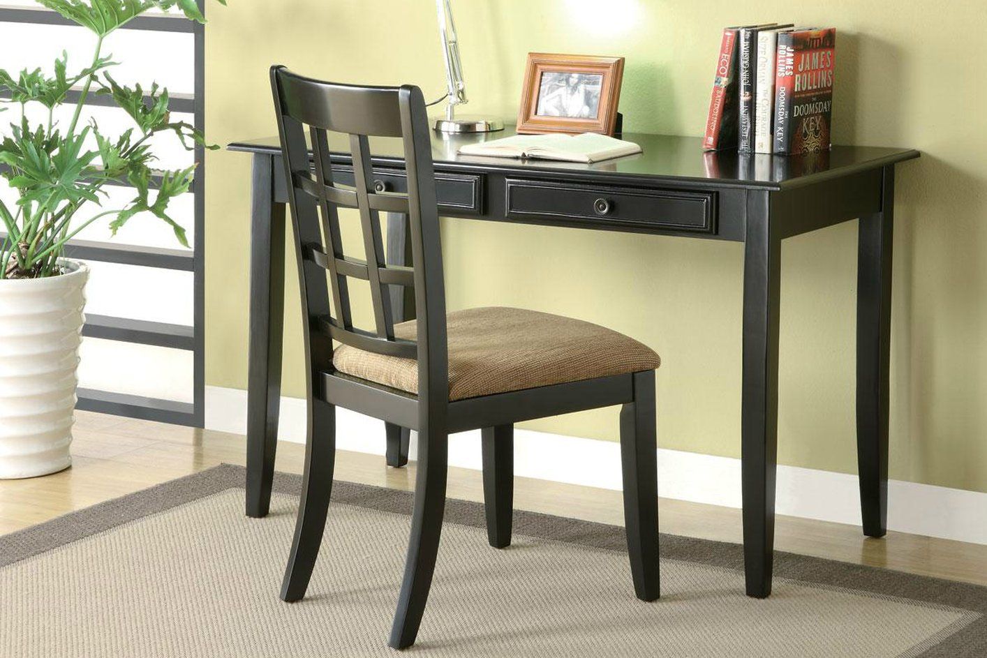 Black Wood Writing Desk Set – Steal A Sofa Furniture Outlet Los Angeles Ca Throughout Elm Wood Black Desks (View 15 of 15)