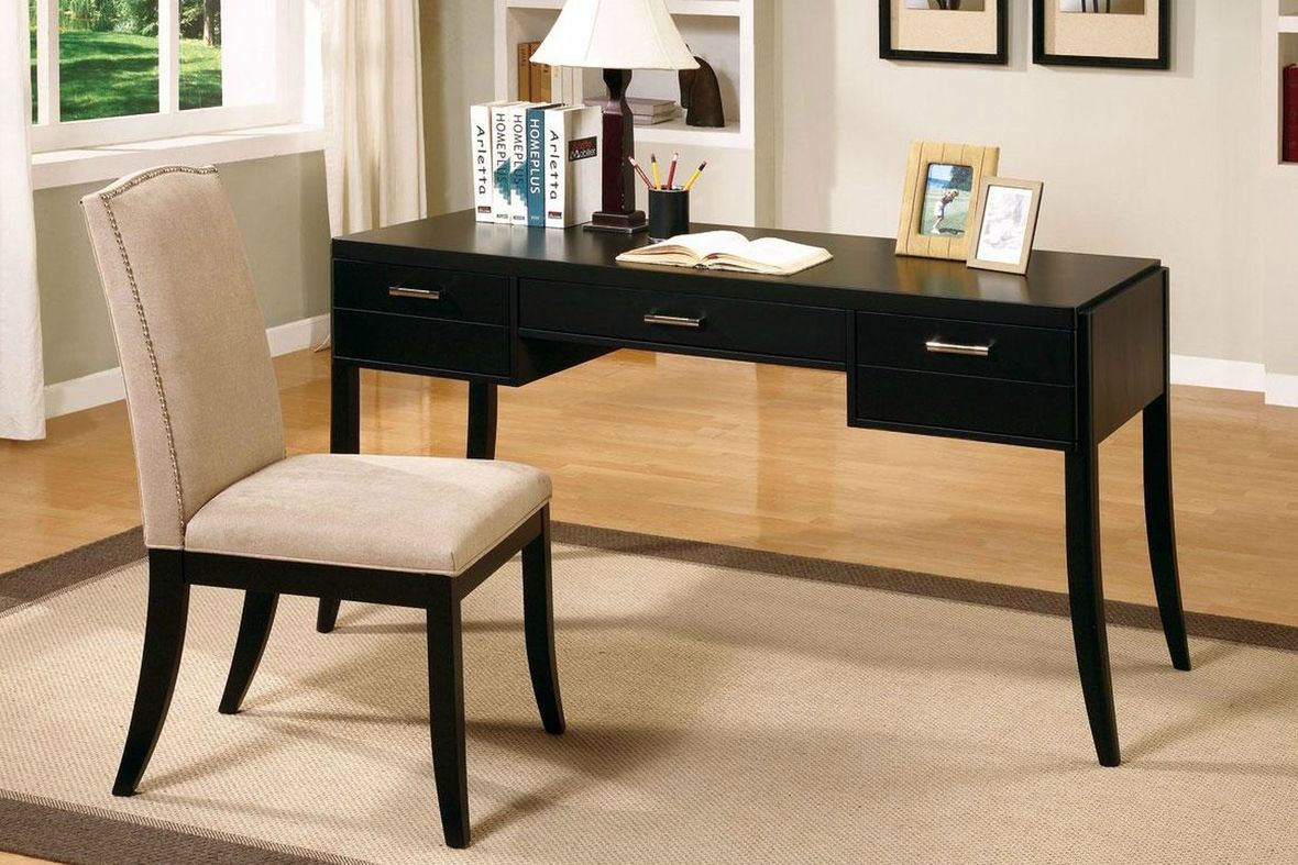 Black Wood Writing Desk Set – Steal A Sofa Furniture Outlet Los Angeles Ca Throughout Elm Wood Black Desks (View 1 of 15)
