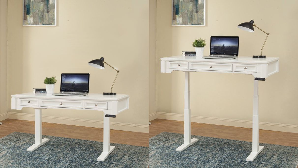 Boca 57" Sit / Stand Power Lift Adjustable Height Writing Desk Cottage Within Adjustable Electric Lift Desks (View 9 of 15)