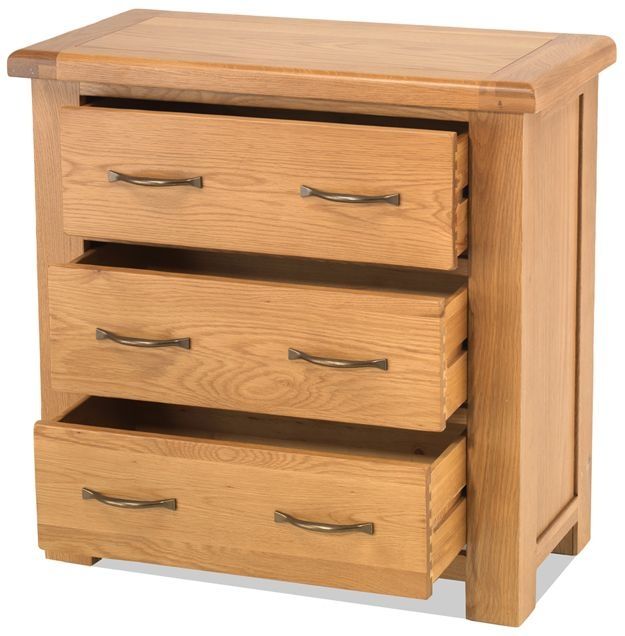 Bradburn Oak 3 Drawer Chest – Cfs Furniture Uk In Burnished Oak 3 Drawer Desks (View 11 of 15)