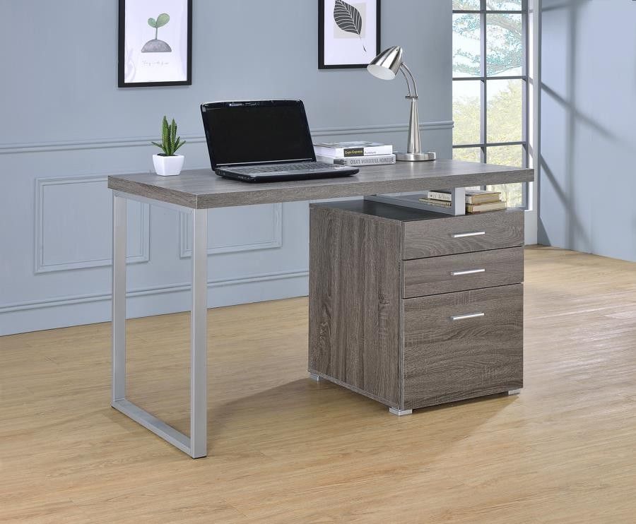 Brennan Desk – Contemporary Weathered Grey Writing Desk | 800520 | Home For Gray Wash Wood Writing Desks (View 6 of 15)